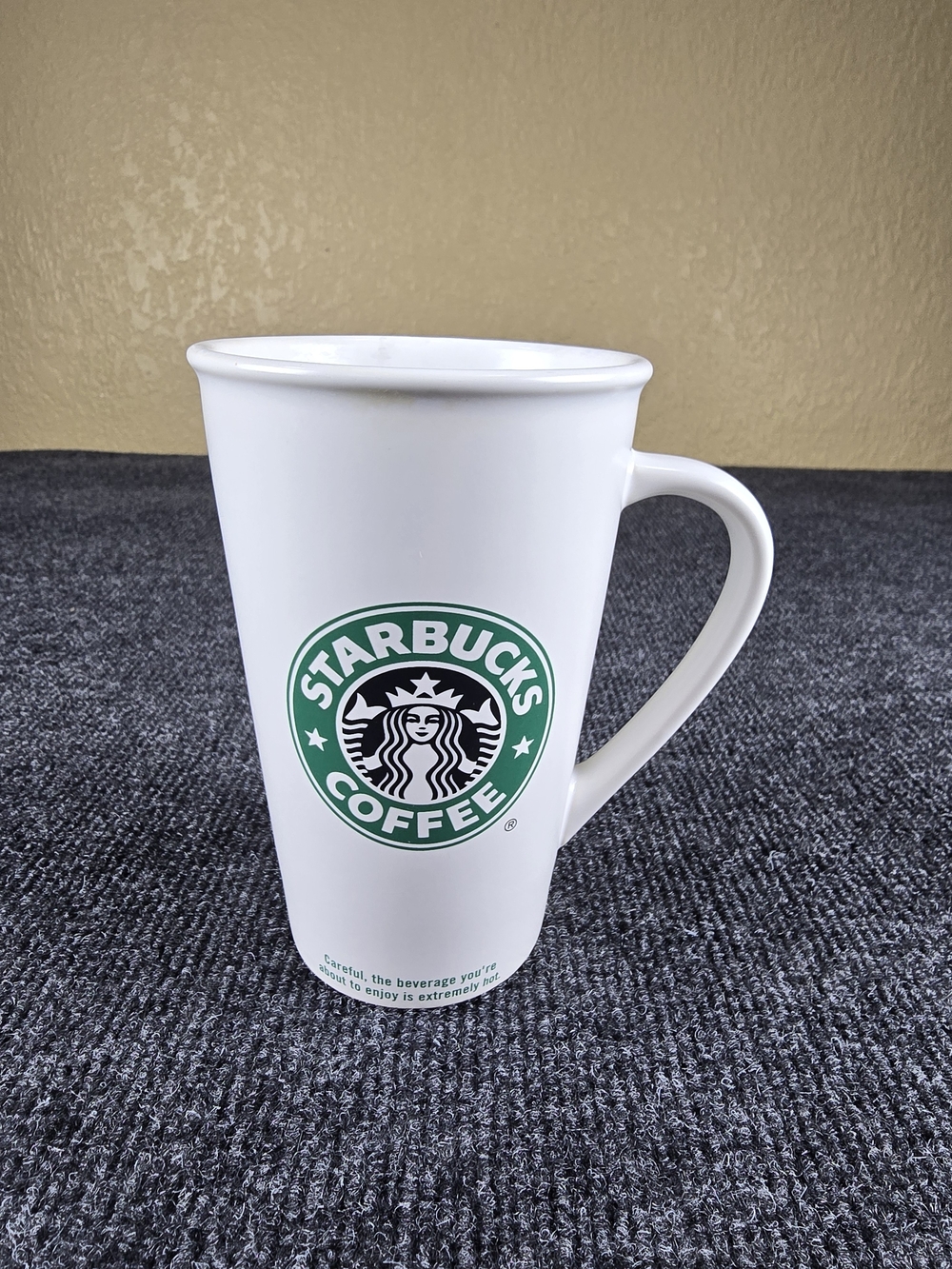 Vintage 2005 Starbucks Coffee Tall Ceramic Mug Old Siren Logo White Barista Cup